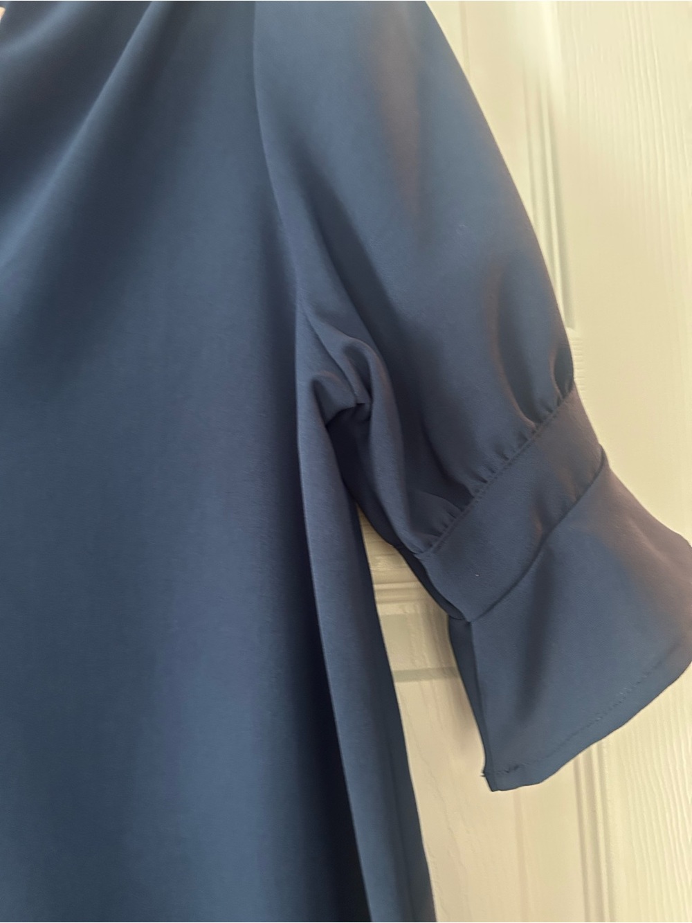 Navy Blue Short Sleeve Shift Dress - Picture 3 of 3